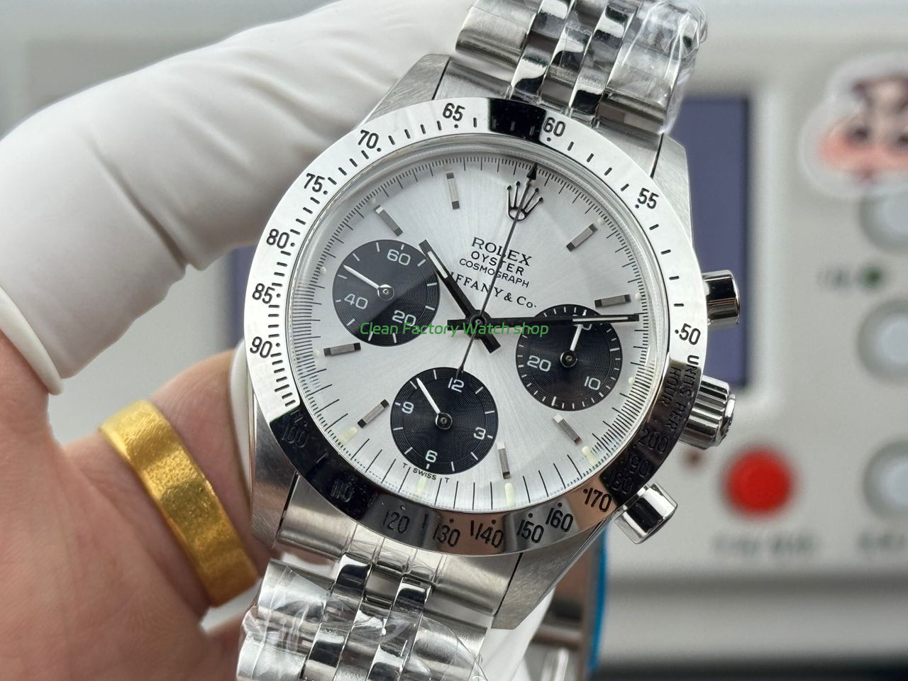 SN Factory Rolex Daytona Tiffany & Co 6265 37mm Full Steel White Dial (5) SN Factory Rolex Daytona Tiffany & Co 6265 37mm Full Steel White Dial (5)