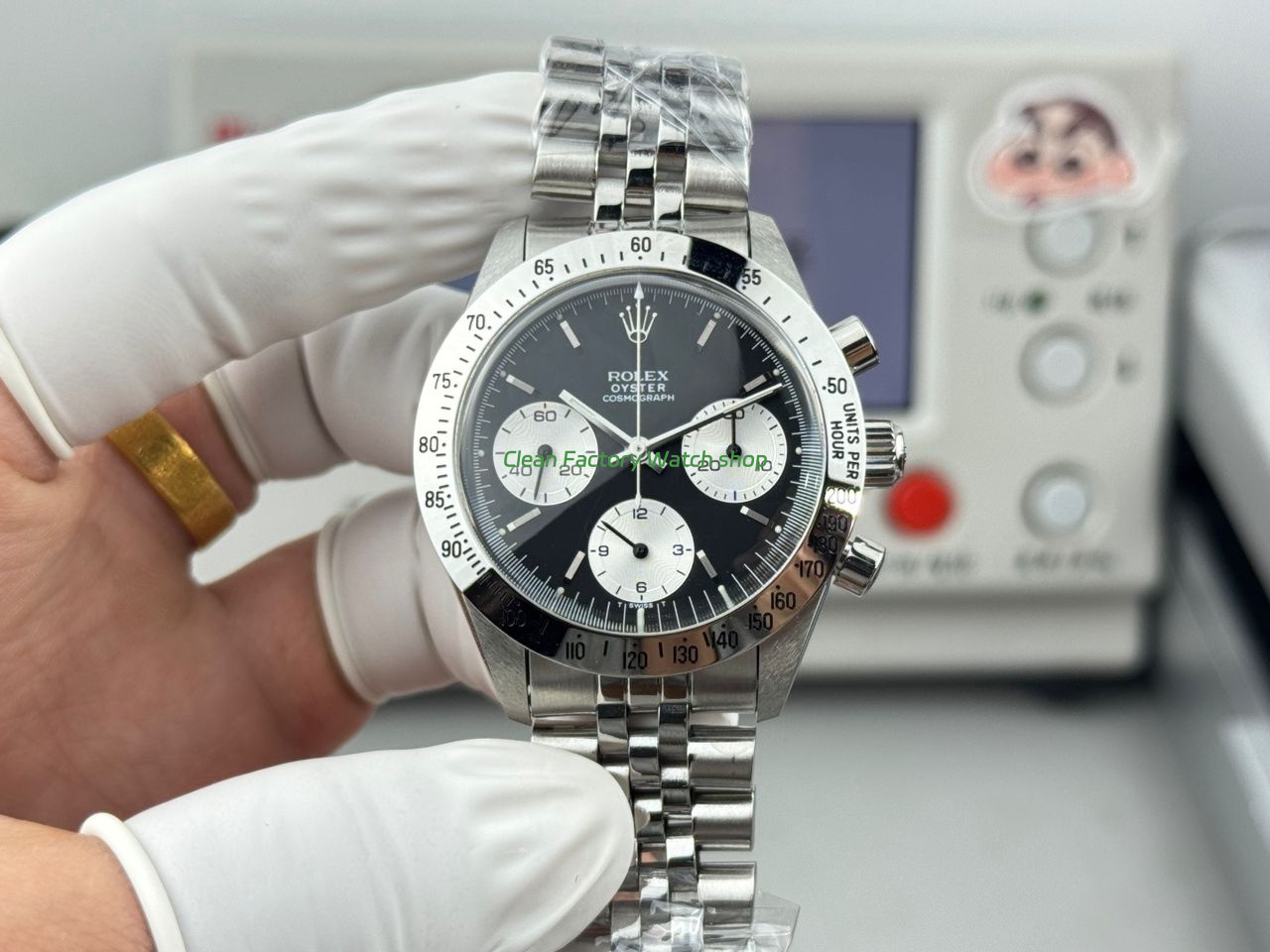 SN Factory Rolex Daytona Vintage 6265 37mm Full Steel Black Dial 6 Clean Factory Watch
