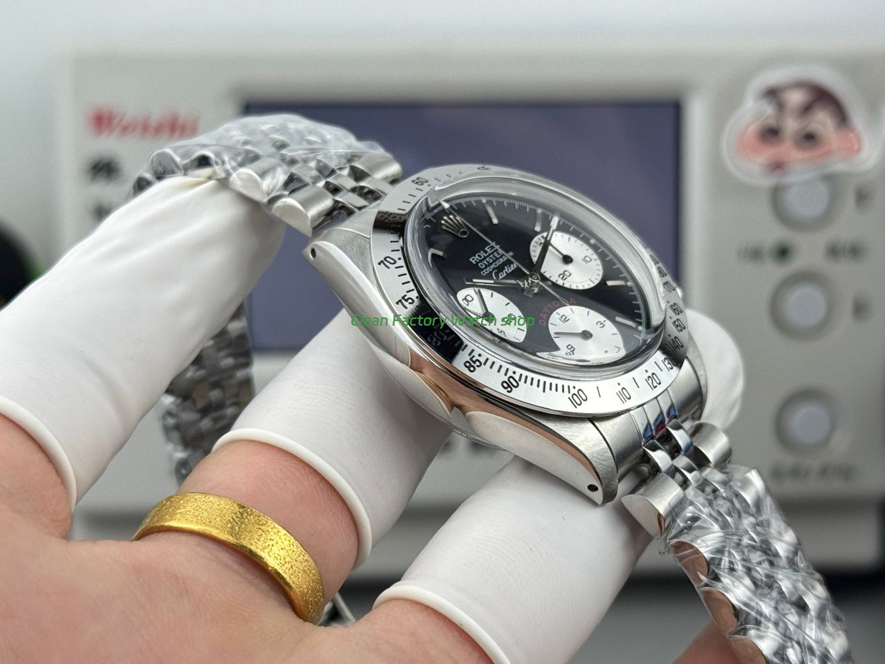 SN Factory Rolex Daytona Vintage Cartier 37mm Full Steel Black Dial (1) SN Factory Rolex Daytona Vintage Cartier 37mm Full Steel Black Dial (1)