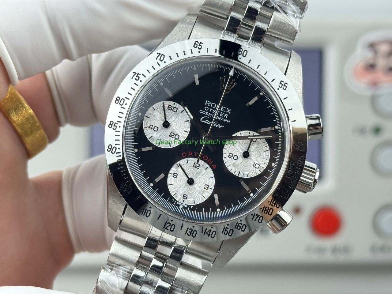 SN Factory Rolex Daytona Vintage Cartier 37mm Full Steel Black Dial (2) SN Factory Rolex Daytona Vintage Cartier 37mm Full Steel Black Dial (2)