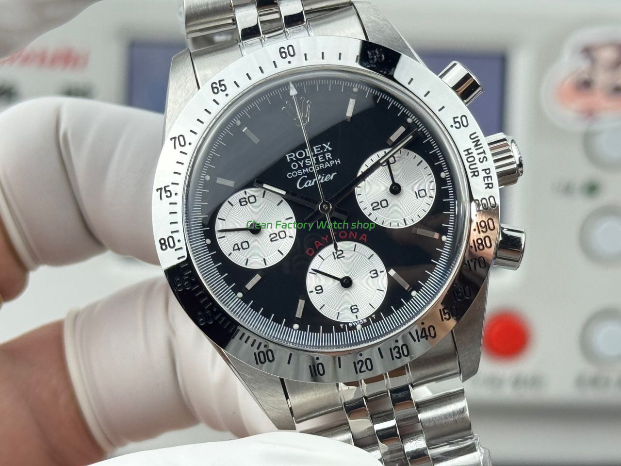 SN Factory Rolex Daytona Vintage Cartier 37mm Full Steel Black Dial (4) SN Factory Rolex Daytona Vintage Cartier 37mm Full Steel Black Dial (4)