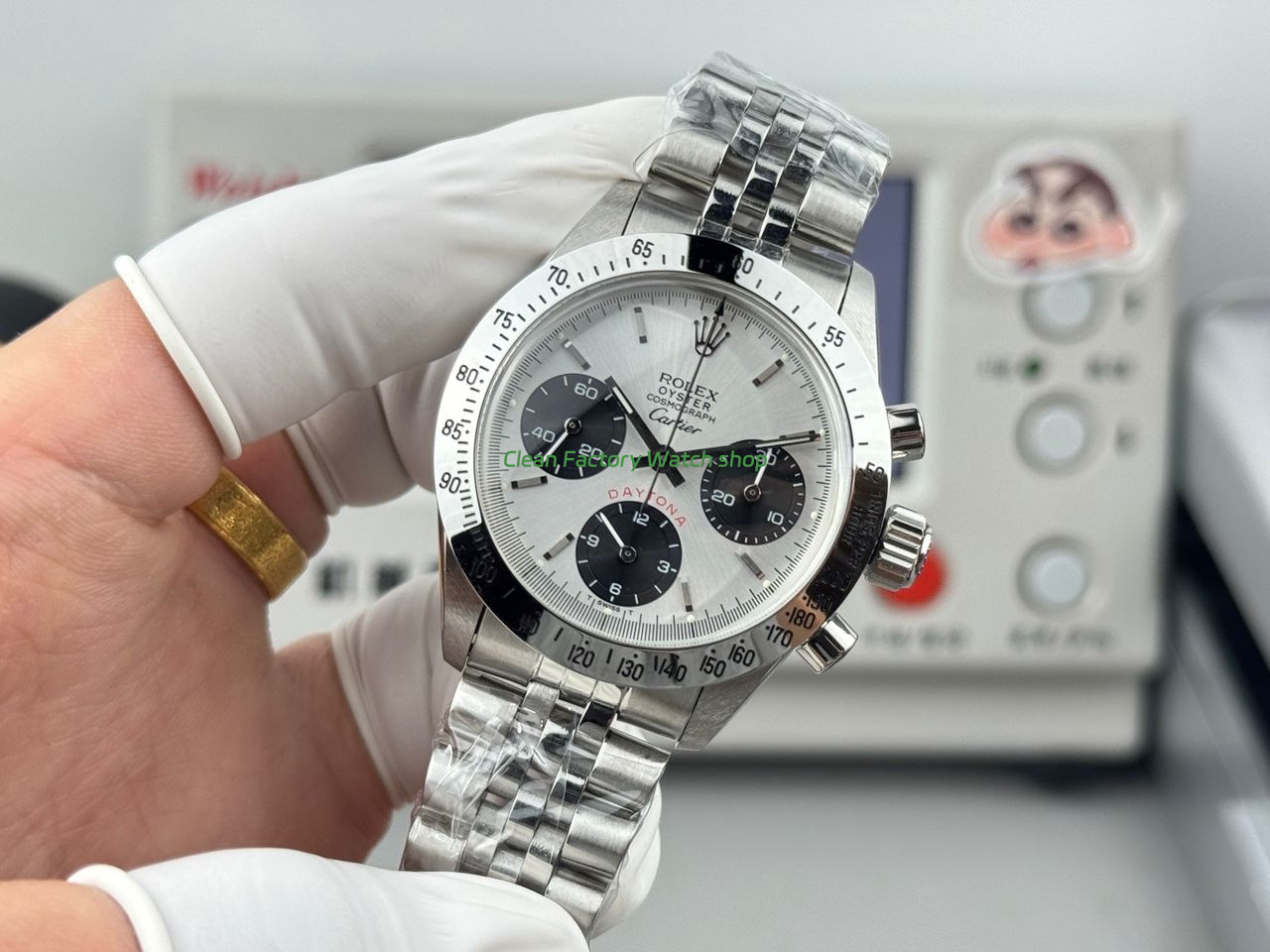 SN Factory Rolex Daytona Vintage Cartier 37mm Full Steel White Dial (4) SN Factory Rolex Daytona Vintage Cartier 37mm Full Steel White Dial (4)