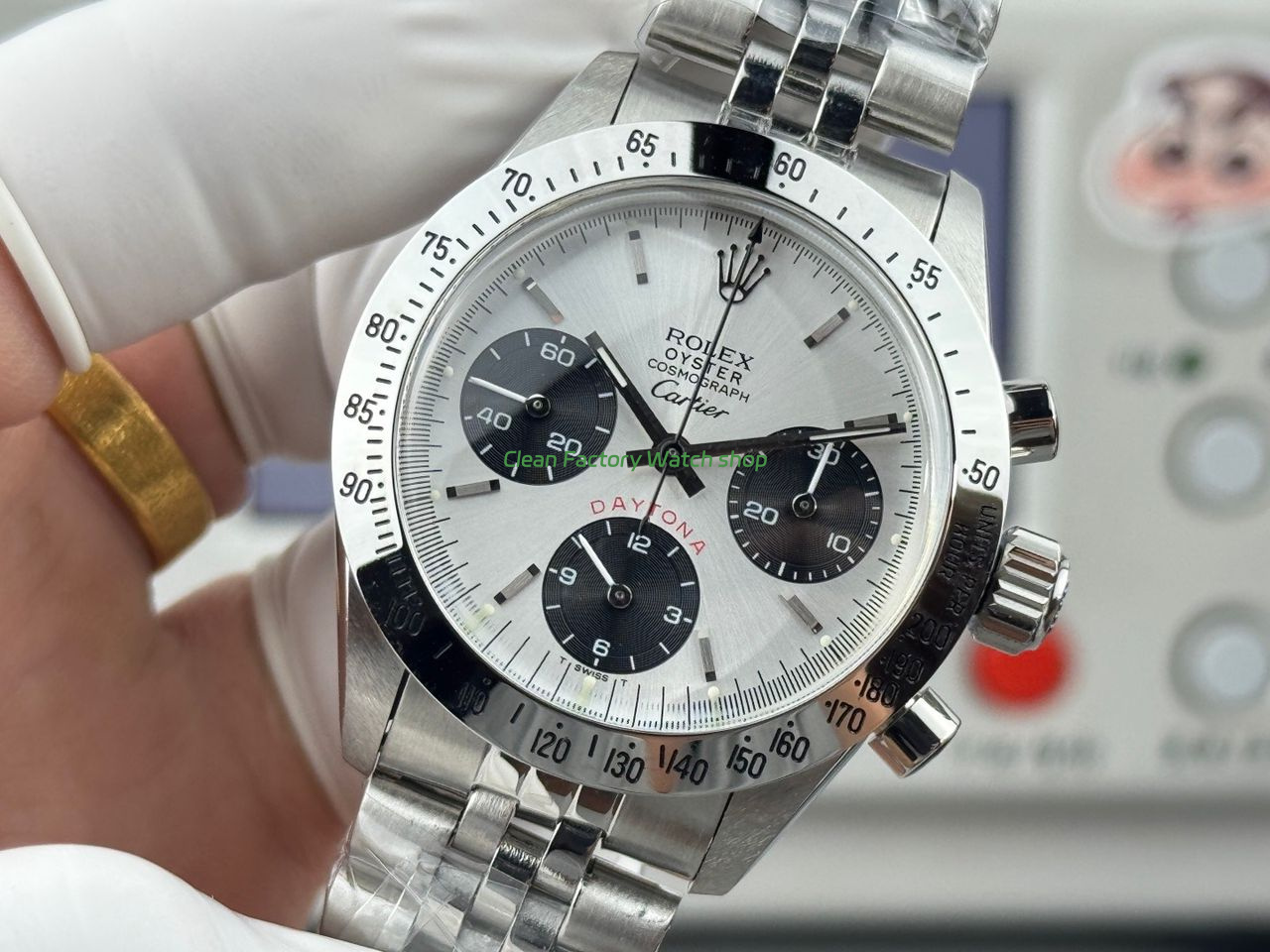 SN Factory Rolex Daytona Vintage Cartier 37mm Full Steel White Dial (5) SN Factory Rolex Daytona Vintage Cartier 37mm Full Steel White Dial (5)