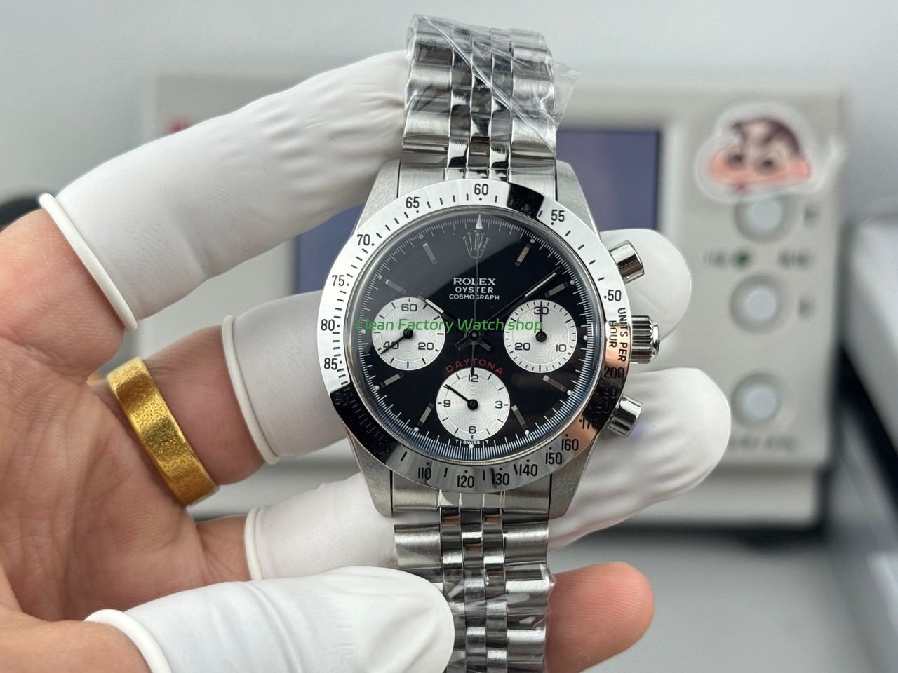 SN Factory Rolex Daytona Vintage Small Red 6265 37mm Full Steel Black Dial 7 Clean Factory Watch
