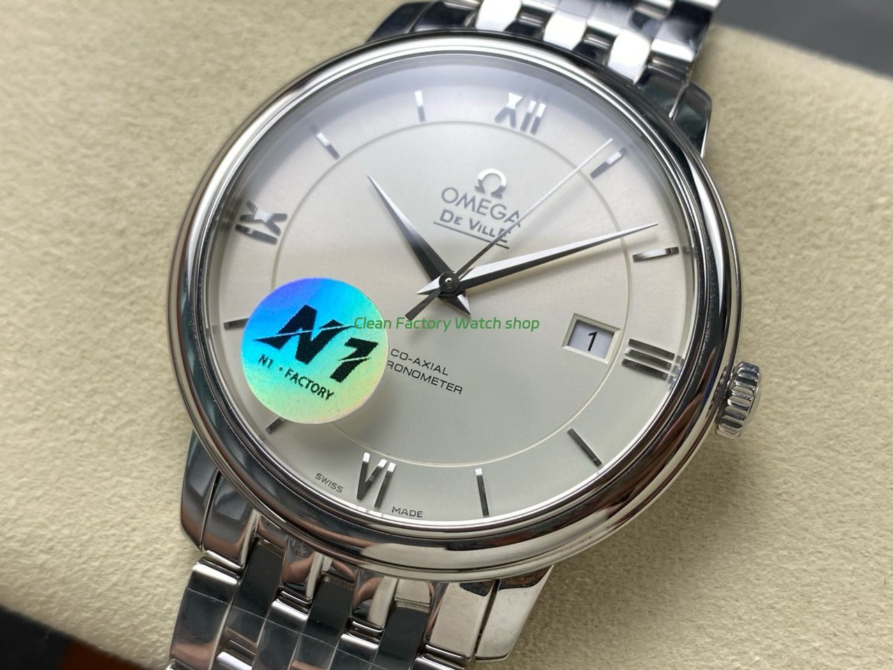 N1 Factory Omega De Ville Co-Axial 424.10.37.20.02.001 39.5mm Full Steel Roman Number White Dial (6) N1 Factory Omega De Ville Co-Axial 424.10.37.20.02.001 39.5mm Full Steel Roman Number White Dial (6)