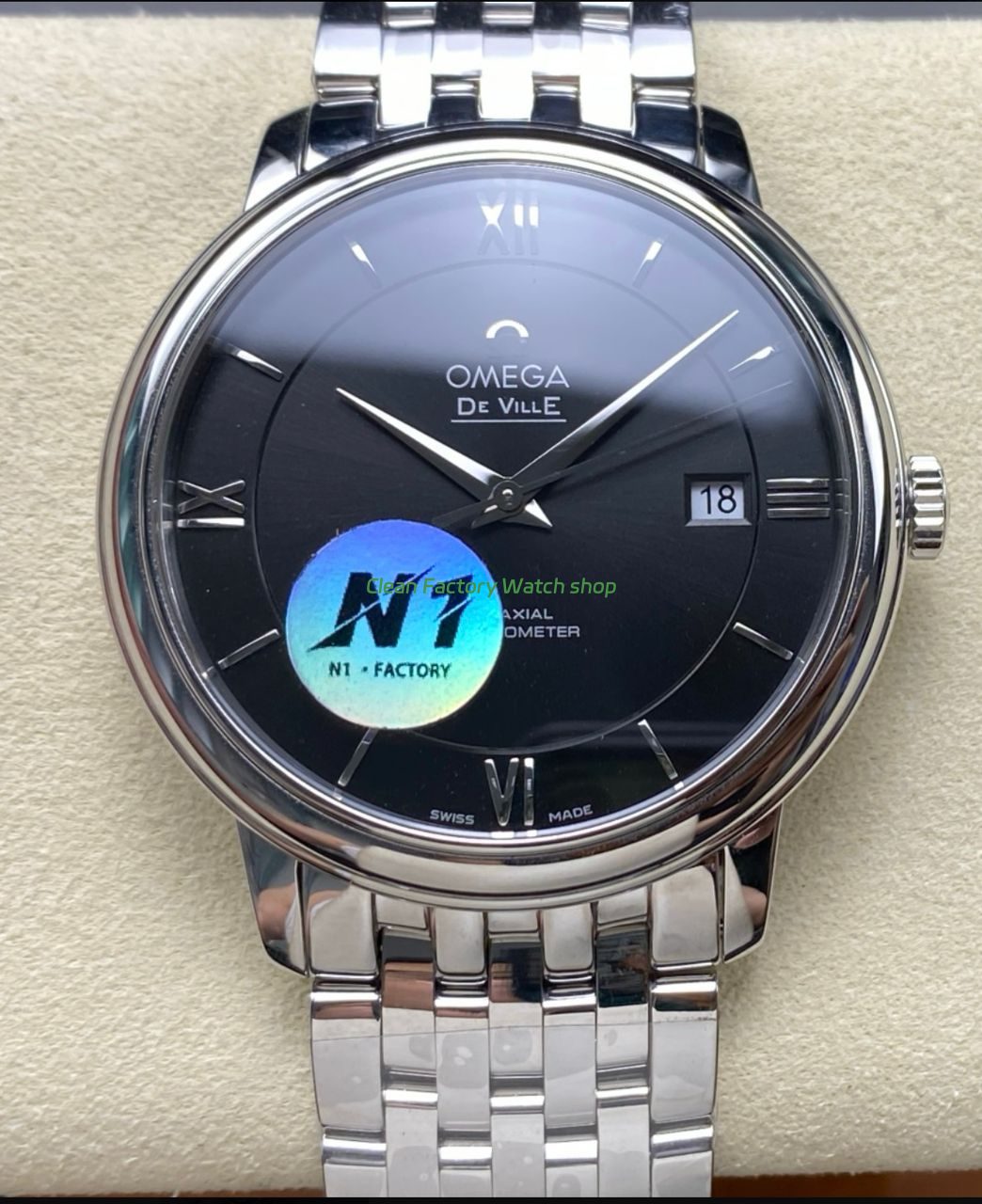 N1 Factory Omega De Ville Co-Axial 424.10.40.20.01.001 39.5mm Full Steel Roman Number Black Dial 1 N1 Factory Omega De Ville Co Axial 424.10.40.20.01.001 39.5mm Full Steel Roman Number Black Dial 4 Clean Factory Watch