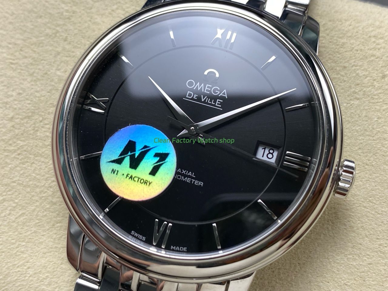 N1 Factory Omega De Ville Co-Axial 424.10.40.20.01.001 39.5mm Full Steel Roman Number Black Dial (5) N1 Factory Omega De Ville Co-Axial 424.10.40.20.01.001 39.5mm Full Steel Roman Number Black Dial (5)