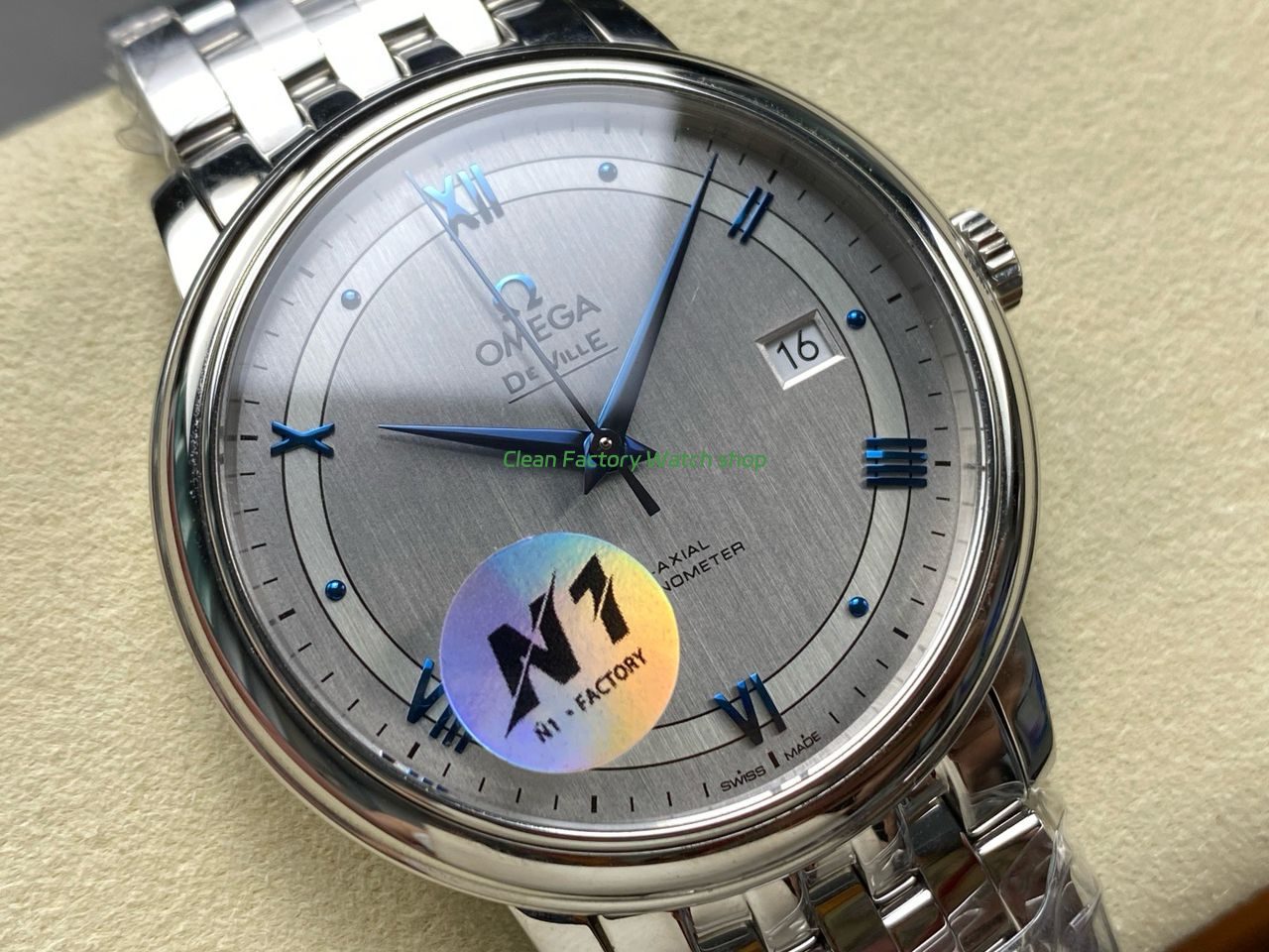 N1 Factory Omega De Ville Co-Axial 424.10.40.20.02.001 39.5mm Full Steel Blue Roman Number Silver Dial (8) N1 Factory Omega De Ville Co-Axial 424.10.40.20.02.001 39.5mm Full Steel Blue Roman Number Silver Dial (8)