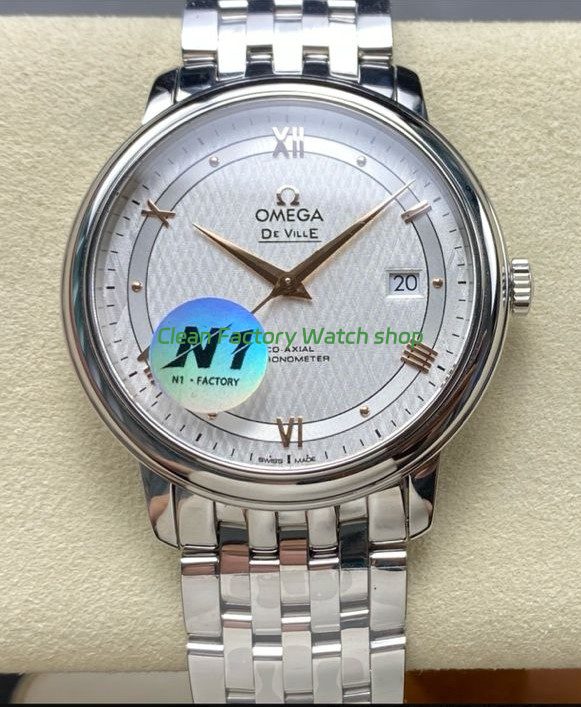 N1 Factory Omega De Ville Co-Axial 424.10.40.20.02.004 39.5mm Full Steel Roman Number Silver Dial 1 N1 Factory Omega De Ville Co Axial 424.10.40.20.02.004 39.5mm Full Steel Roman Number Silver Dial 6 Clean Factory Watch