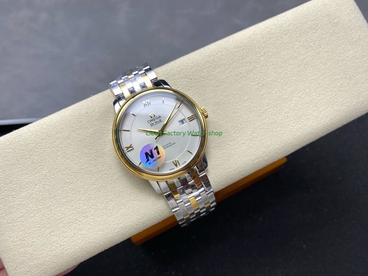 N1 Factory Omega De Ville Co-Axial 424.20.40.20.02.001 39.5mm Half Yellow Gold Roman Number Silver Dial (4) N1 Factory Omega De Ville Co-Axial 424.20.40.20.02.001 39.5mm Half Yellow Gold Roman Number Silver Dial (4)