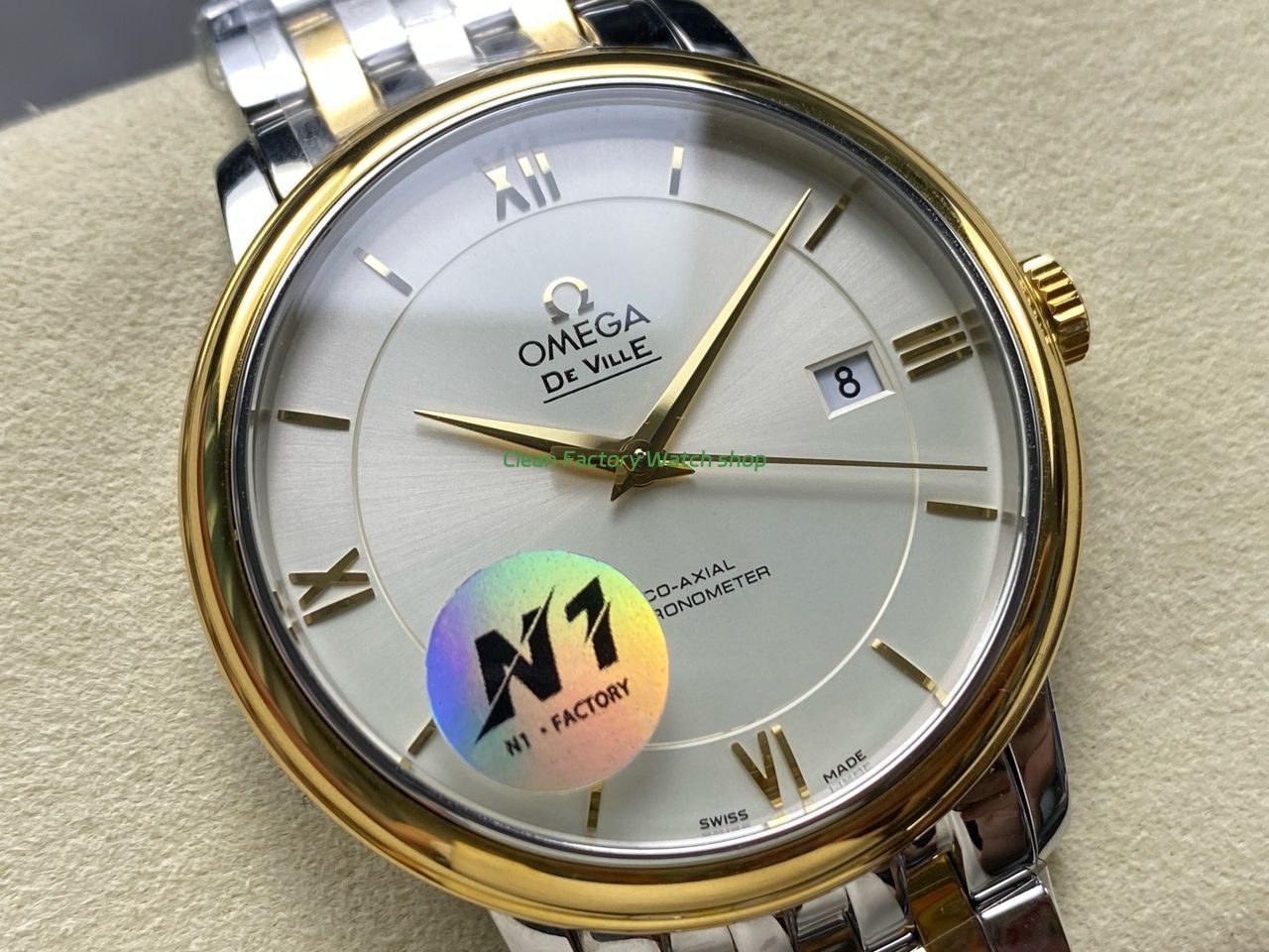 N1 Factory Omega De Ville Co-Axial 424.20.40.20.02.001 39.5mm Half Yellow Gold Roman Number Silver Dial (6) N1 Factory Omega De Ville Co-Axial 424.20.40.20.02.001 39.5mm Half Yellow Gold Roman Number Silver Dial (6)