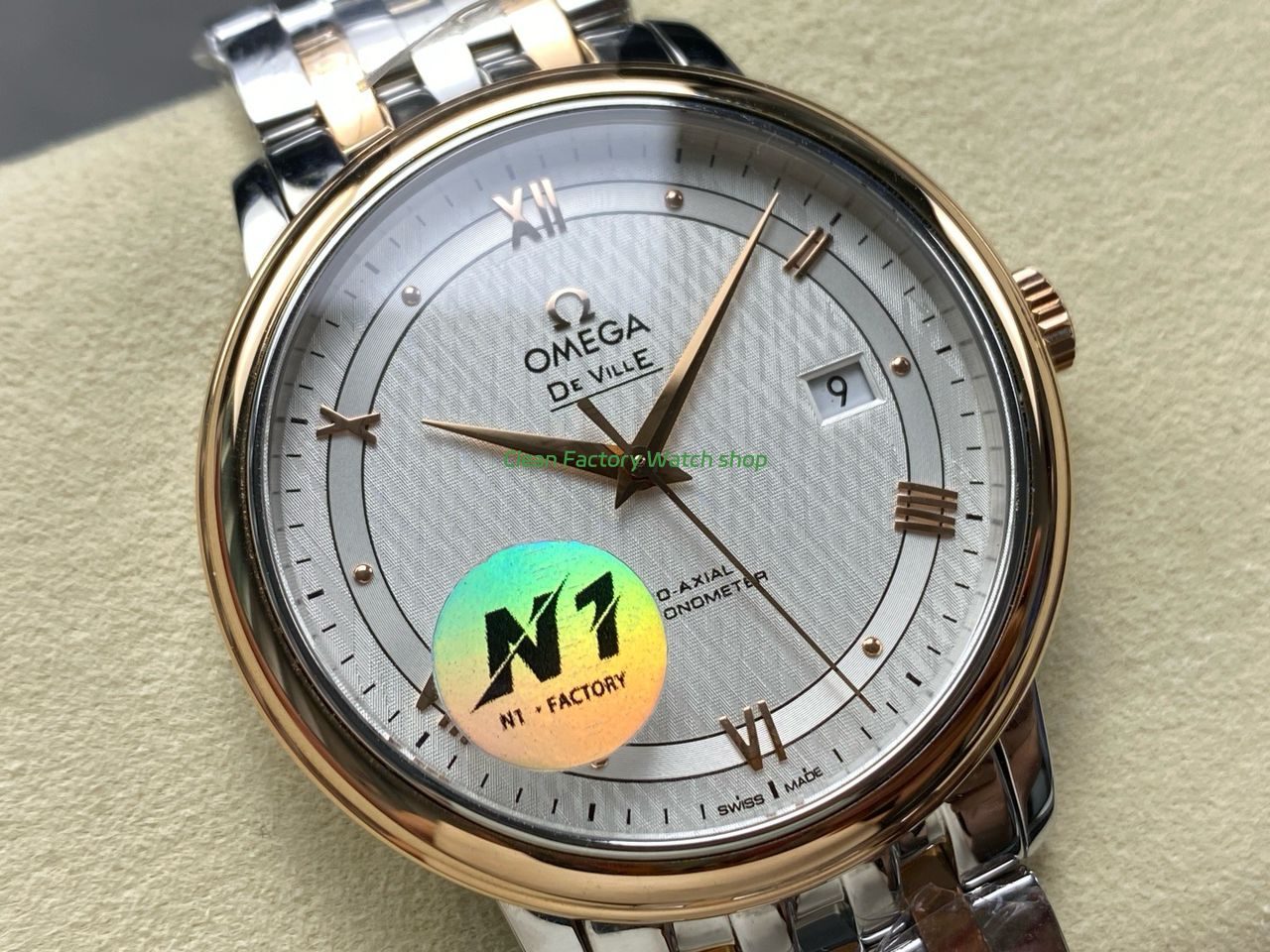 N1 Factory Omega De Ville Co-Axial 424.20.40.20.02.002 39.5mm Half Rose Gold Roman Number Silver Dial (7) N1 Factory Omega De Ville Co-Axial 424.20.40.20.02.002 39.5mm Half Rose Gold Roman Number Silver Dial (7)