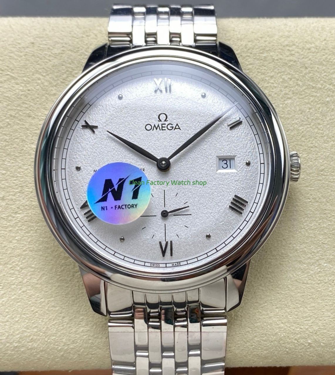 N1 Factory Omega De Ville Prestige 434.10.41.20.02.001 41mm Full Steel Roman Numerals Silver Dial 1 N1 Factory Omega De Ville Prestige 434.10.41.20.02.001 41mm Full Steel Roman Numerals Silver Dial 7 Clean Factory Watch