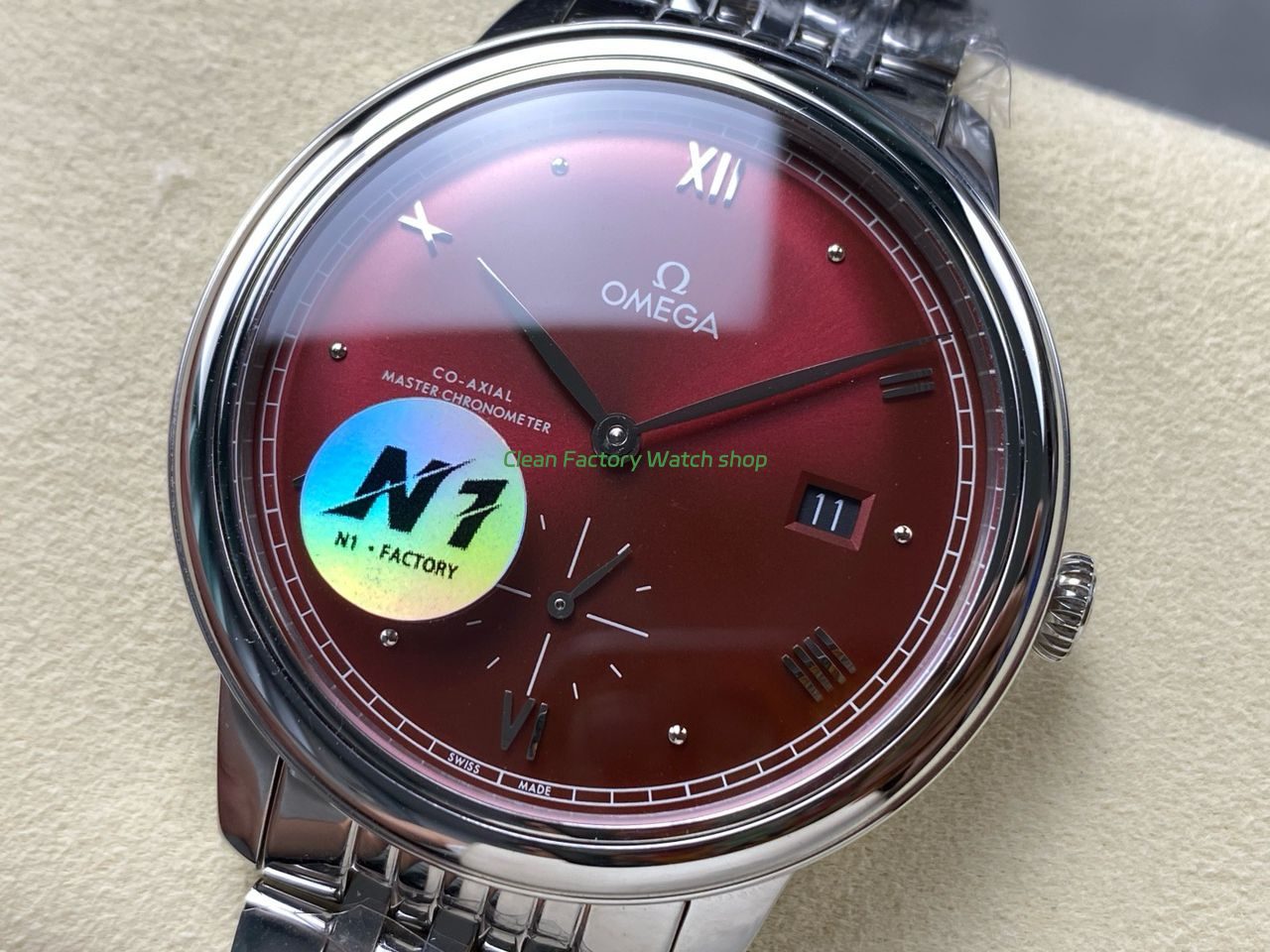 N1 Factory Omega De Ville Prestige 434.10.41.20.11.001 41mm Full Steel Roman Numerals Red Dial (2) N1 Factory Omega De Ville Prestige 434.10.41.20.11.001 41mm Full Steel Roman Numerals Red Dial (2)