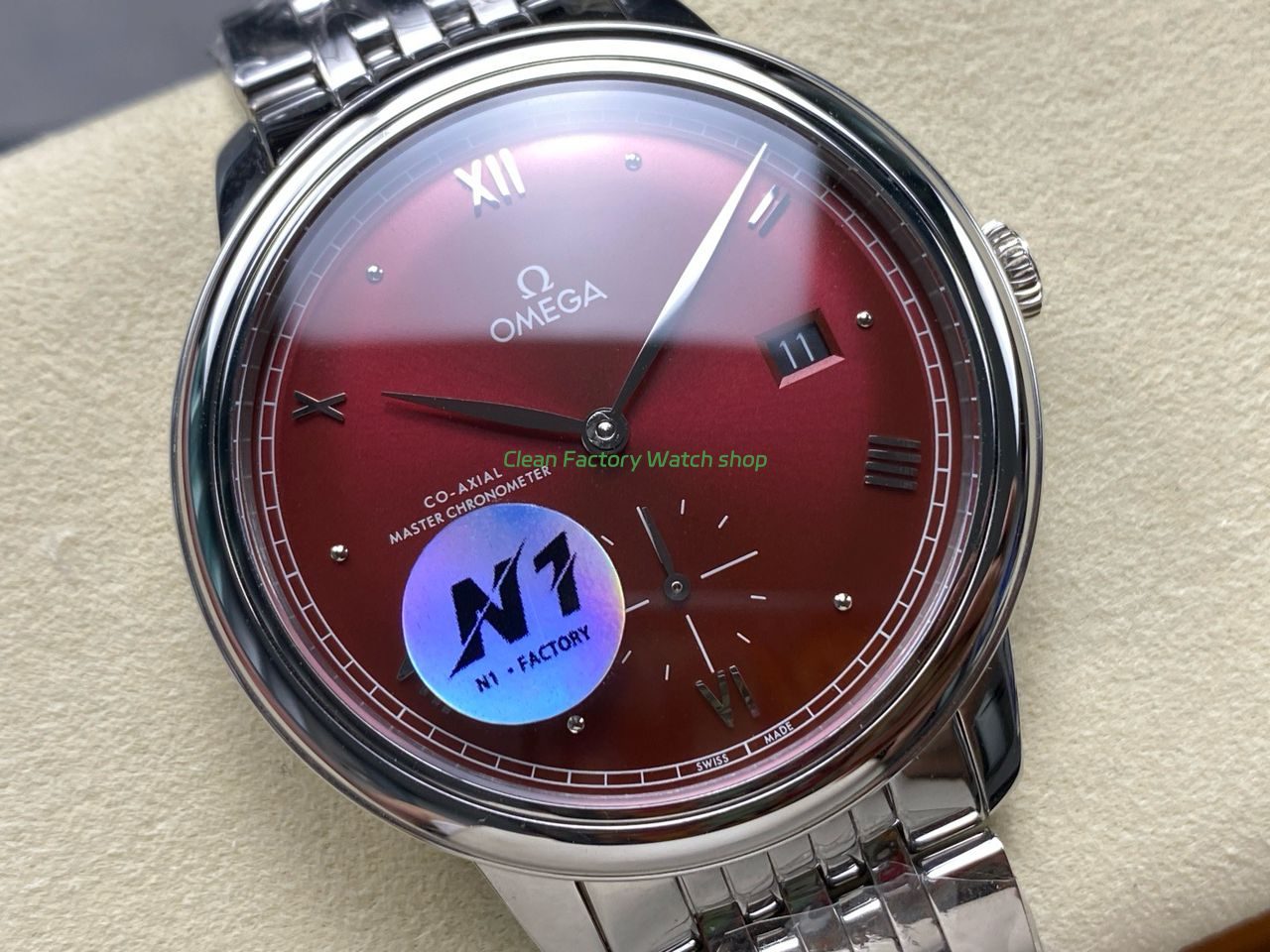 N1 Factory Omega De Ville Prestige 434.10.41.20.11.001 41mm Full Steel Roman Numerals Red Dial (5) N1 Factory Omega De Ville Prestige 434.10.41.20.11.001 41mm Full Steel Roman Numerals Red Dial (5)