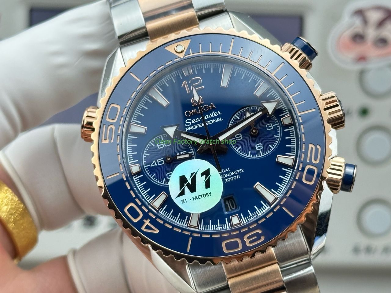N1 Factory Omega Seamaster Planet Ocean Chronograph 215.20.46.51.03.001 45mm Half Yellow Gold Bllue Dial (4) N1 Factory Omega Seamaster Planet Ocean Chronograph 215.20.46.51.03.001 45mm Half Yellow Gold Bllue Dial (4)