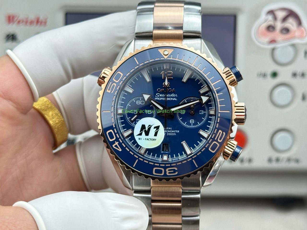 N1 Factory Omega Seamaster Planet Ocean Chronograph 215.20.46.51.03.001 45mm Half Yellow Gold Bllue Dial 1 N1 Factory Omega Seamaster Planet Ocean Chronograph 215.20.46.51.03.001 45mm Half Yellow Gold Bllue Dial 7 Clean Factory Watch