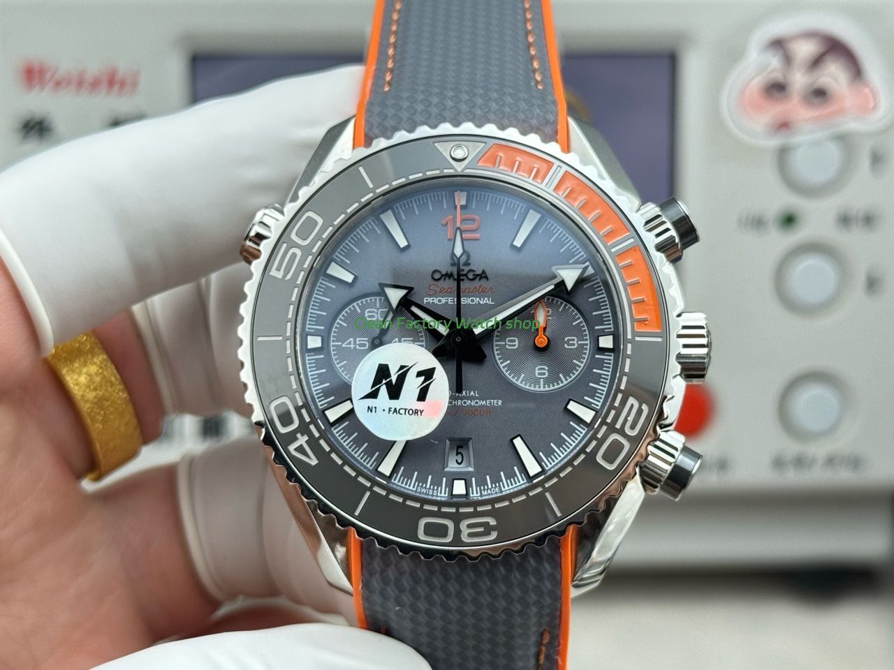 N1 Factory Omega Seamaster Planet Ocean Chronograph 215.92.46.51.99.001 45mm Steel Rubber Strap Grey Dial 1 N1 Factory Omega Seamaster Planet Ocean Chronograph 215.92.46.51.99.001 45mm Steel Rubber Strap Grey Dial 7 Clean Factory Watch