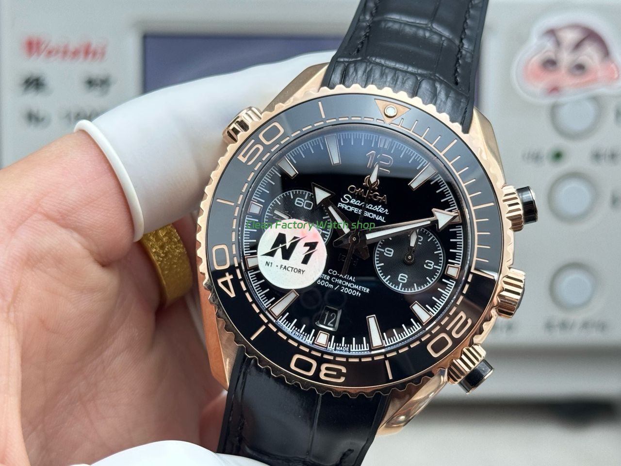 N1 Factory Omega Seamaster Planet Ocean Chronograph 45mm Full Yellow Gold Black Leather Strap Black Dial (4) N1 Factory Omega Seamaster Planet Ocean Chronograph 45mm Full Yellow Gold Black Leather Strap Black Dial (4)