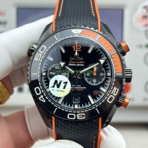 N1 Factory Omega Seamaster Planet Ocean Chronograph 215.92.46.51.01.001 45mm Black DLC-coated Rubber Strap Black Dial