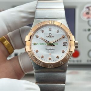 OVS Factory Omega Constellation 123.25.38.21.52.003 38mm Half Rose Gold Diamond Bezel Diamond Silver Dial 8 Clean Factory Watch