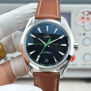 OVS Factory Omega Seamaster Aqua Terra 231.10.42.21.01.004 41mm Steel Brown Leather Strap Black Dial