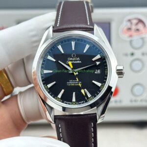 OVS Factory Omega Seamaster Aqua Terra 231.12.42.21.01.001 41mm Steel Brown Leather Strap Black Dial 6 Clean Factory Watch
