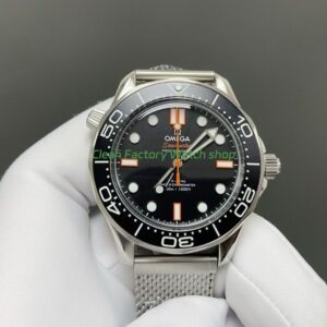 OVS Factory Omega Seamaster Diver 300M 210.30.42.20.01.018 42mm Orange Rubber Strap Black Dial