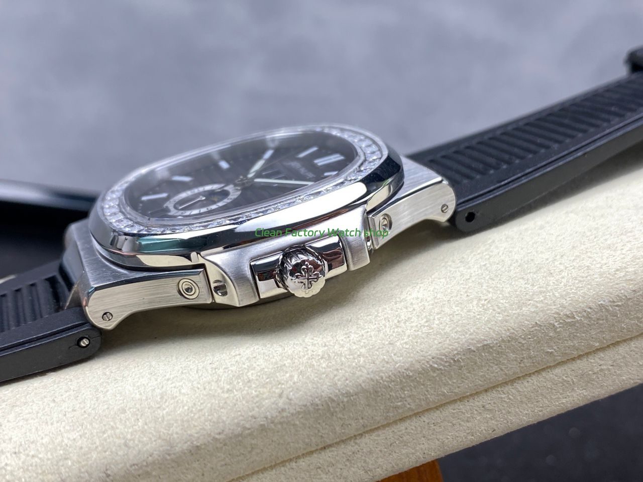 TW Factory Patek Philippe Nautilus 57261A-001 40mm Black Rubber Strap Diamond Bezel Black Dial (2) TW Factory Patek Philippe Nautilus 57261A-001 40mm Black Rubber Strap Diamond Bezel Black Dial (2)