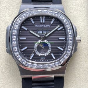 TW Factory Patek Philippe Nautilus 5726/1A-001 40mm Black Rubber Strap Diamond Bezel Black Dial 18 TW Factory Patek Philippe Nautilus 5726 watch