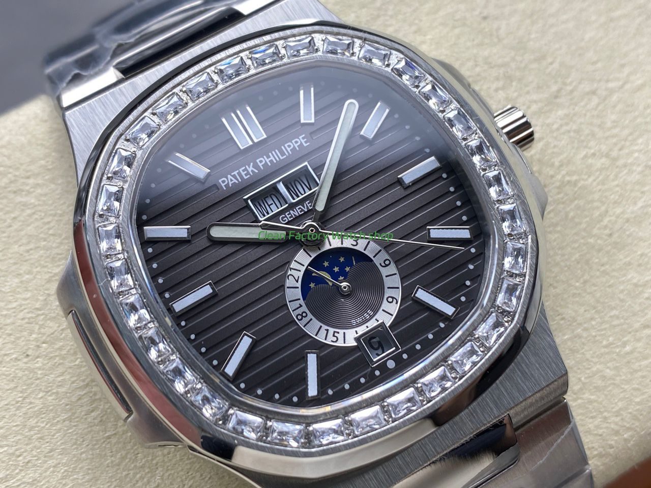 TW Factory Patek Philippe Nautilus 57261A-001 40mm Full Steel Diamond Bezel Black Dial (6) TW Factory Patek Philippe Nautilus 57261A-001 40mm Full Steel Diamond Bezel Black Dial (6)