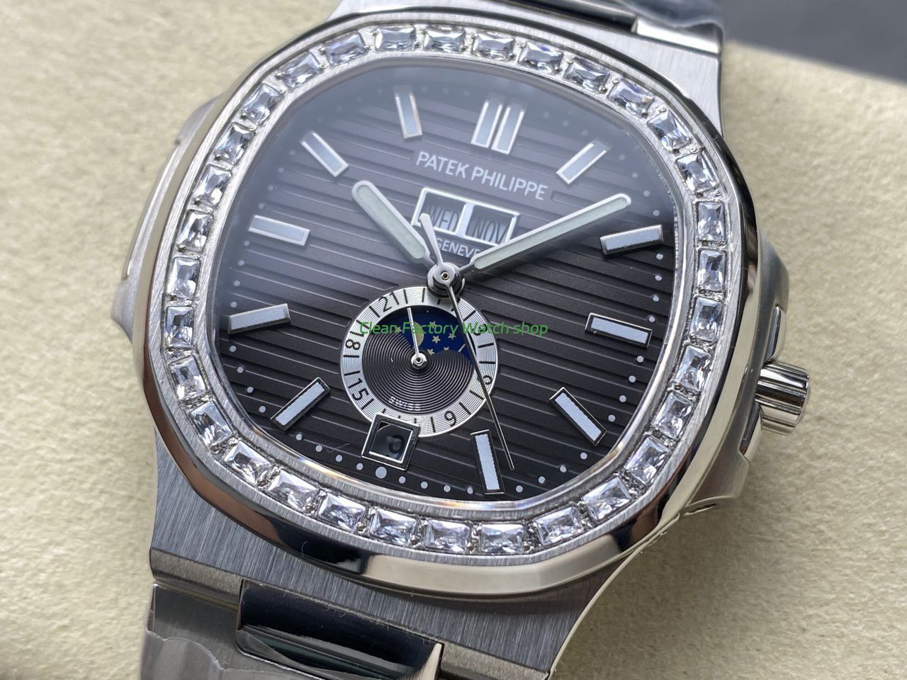 TW Factory Patek Philippe Nautilus 57261A-001 40mm Full Steel Diamond Bezel Black Dial (8) TW Factory Patek Philippe Nautilus 57261A-001 40mm Full Steel Diamond Bezel Black Dial (8)