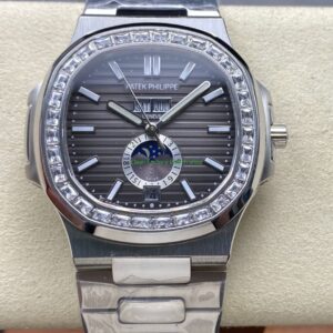 TW Factory Patek Philippe Nautilus 5726/1A-001 40mm Full Steel Diamond Bezel Grey Dial 20 TW Factory Patek Philippe Nautilus 5726 steel bracelet