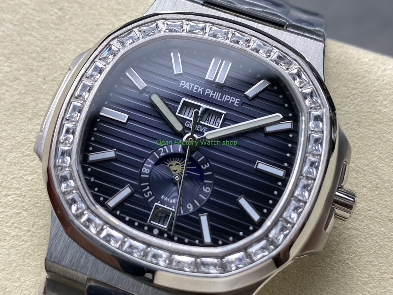 TW Factory Patek Philippe Nautilus 57261A-014 40mm Full Steel Diamond Bezel Blue Dial (6) TW Factory Patek Philippe Nautilus 57261A-014 40mm Full Steel Diamond Bezel Blue Dial (6)