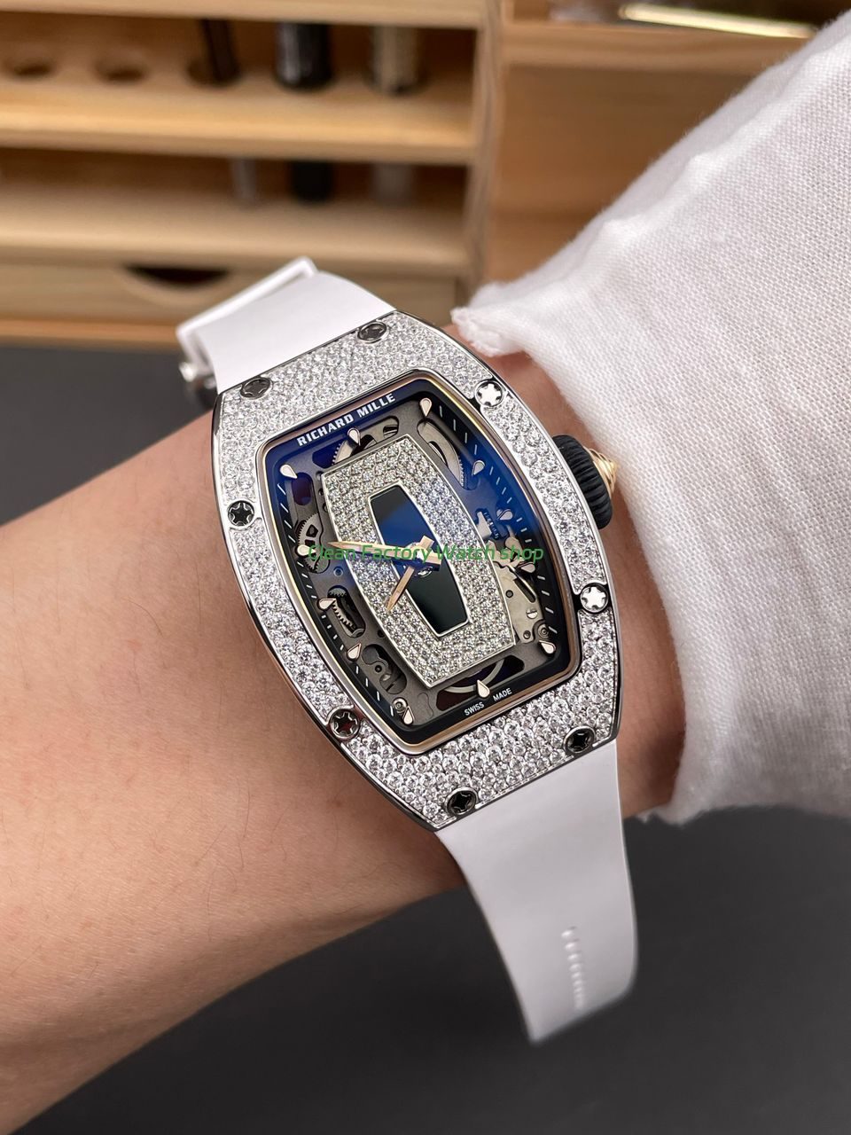 ZF Factory Richard Mille RM 07 31.4mm Diamond Bezel White Rubber Strap Skeletonized Black Dial (1) ZF Factory Richard Mille RM 07 31.4mm Diamond Bezel White Rubber Strap Skeletonized Black Dial (1)