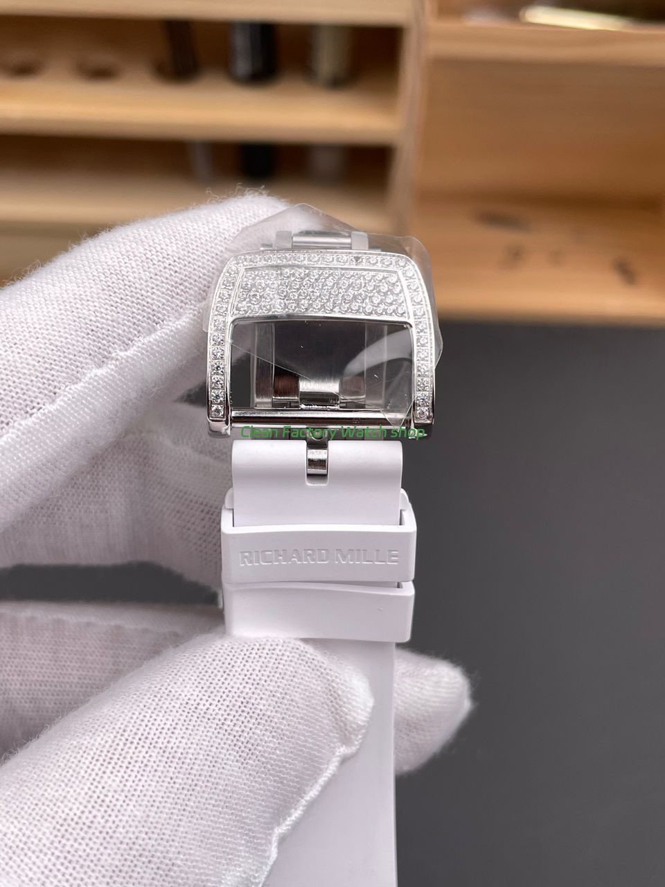 ZF Factory Richard Mille RM 07 31.4mm Diamond Bezel White Rubber Strap Skeletonized Black Dial (9) ZF Factory Richard Mille RM 07 31.4mm Diamond Bezel White Rubber Strap Skeletonized Black Dial (9)