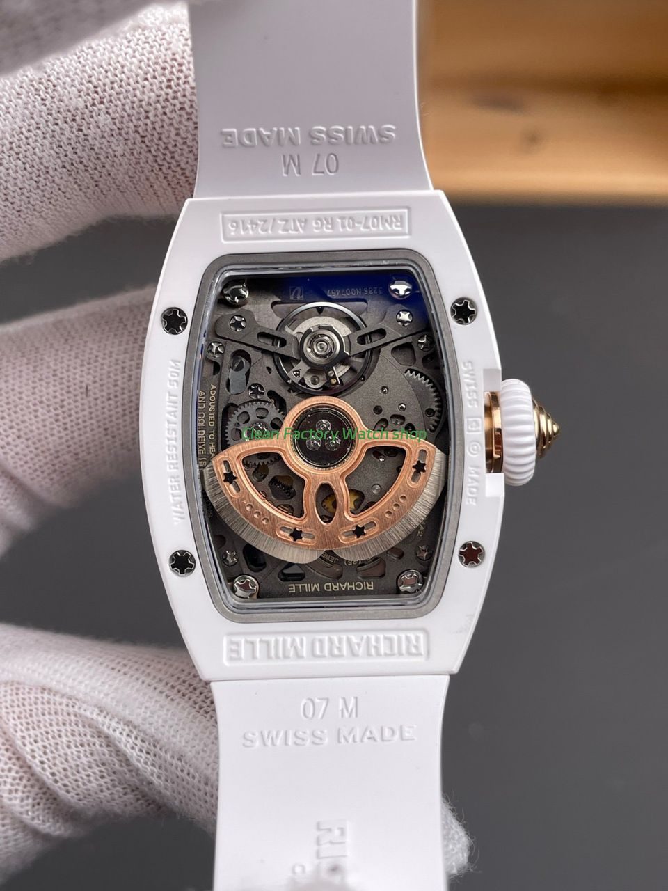 ZF Factory Richard Mille RM 07 31.4mm White Ceramic White Rubber Strap Skeletonized Black Dial (7) ZF Factory Richard Mille RM 07 31.4mm White Ceramic White Rubber Strap Skeletonized Black Dial (7)