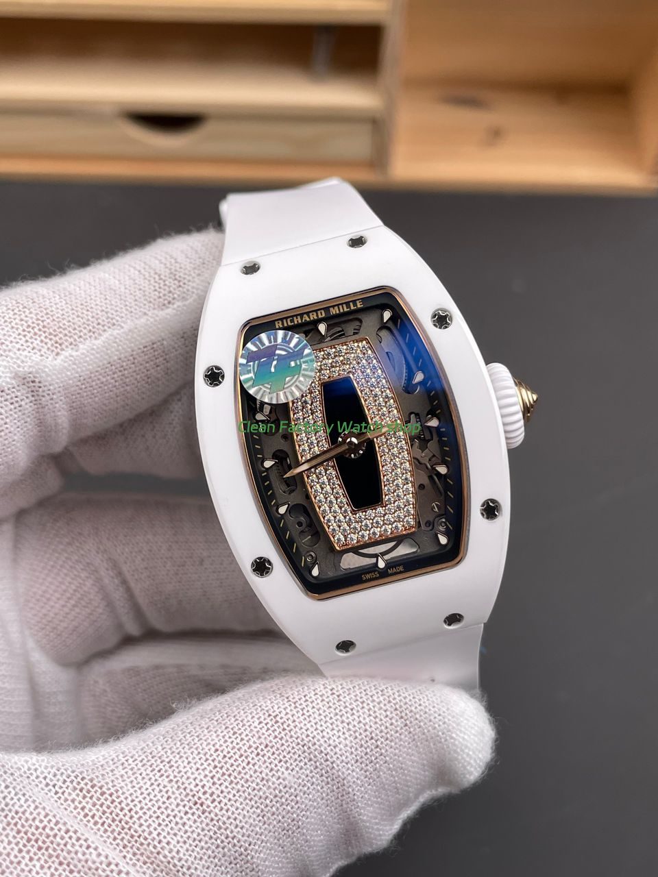 ZF Factory Richard Mille RM 07 31.4mm White Ceramic White Rubber Strap Skeletonized Black Dial (9) ZF Factory Richard Mille RM 07 31.4mm White Ceramic White Rubber Strap Skeletonized Black Dial (9)