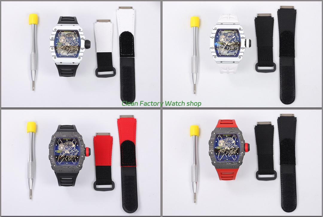ZF Factory Richard Mille RM 35-01 42mm Black Carbon Fiber Black Rubber Strap Black Skeletonized Dial (2) ZF Factory Richard Mille RM 35-01 42mm Black Carbon Fiber Black Rubber Strap Black Skeletonized Dial (2)
