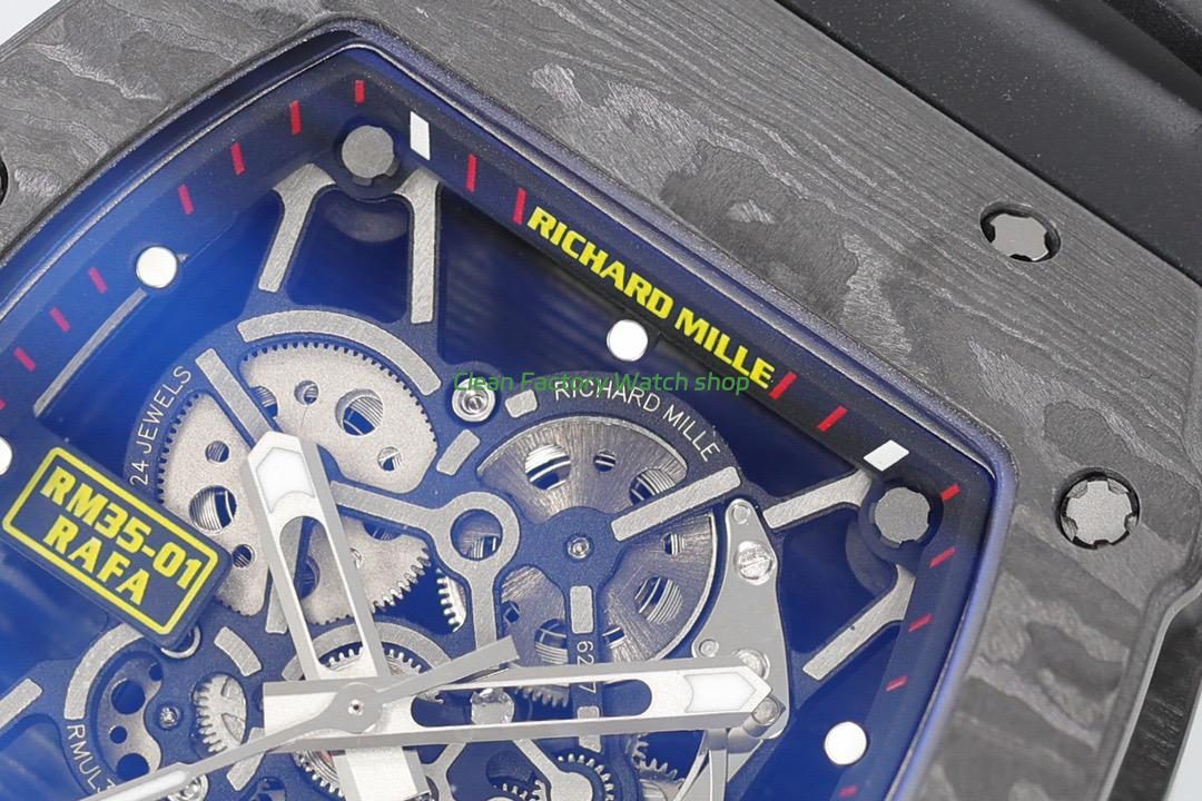ZF Factory Richard Mille RM 35-01 42mm Black Carbon Fiber Black Rubber Strap Black Skeletonized Dial (6) ZF Factory Richard Mille RM 35-01 42mm Black Carbon Fiber Black Rubber Strap Black Skeletonized Dial (6)