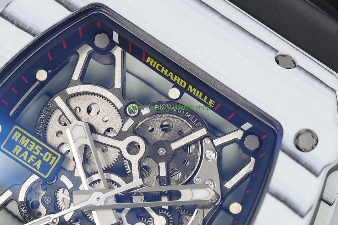 ZF Factory Richard Mille RM 35-01 42mm White Carbon Fiber Black Rubber Strap White Skeletonized Dial (2) ZF Factory Richard Mille RM 35-01 42mm White Carbon Fiber Black Rubber Strap White Skeletonized Dial (2)
