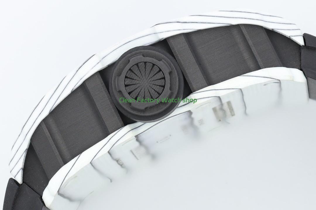 ZF Factory Richard Mille RM 35-01 42mm White Carbon Fiber Black Rubber Strap White Skeletonized Dial (4) ZF Factory Richard Mille RM 35-01 42mm White Carbon Fiber Black Rubber Strap White Skeletonized Dial (4)